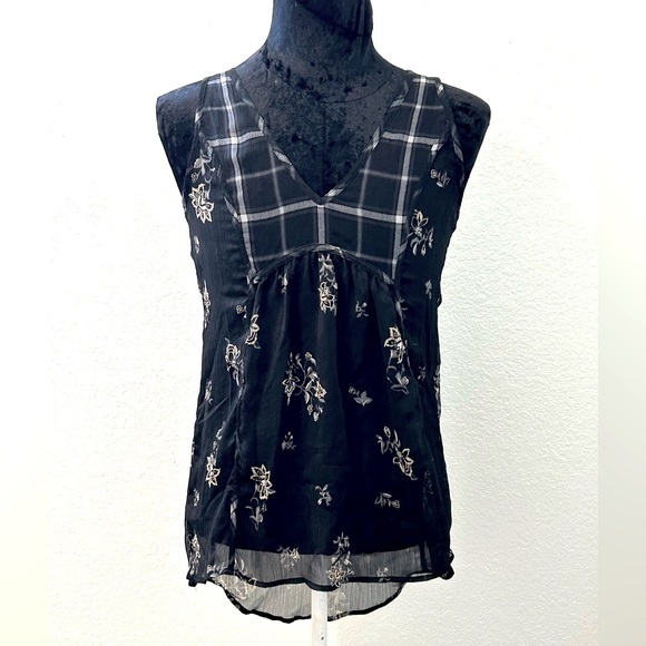 Converse Sheer Floral & Plaid tank - Picture 1 of 6